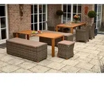 Gardenson Gartenhocker, Natur, Akazie, Cappuccino, Holz, Metall, Kunststoff, Textil,