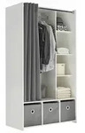 Mid.you Offener, Grau, Wei&szlig;, Textil, Holzwerkstoff, 3 F&auml;cher, 3 Schublade(n)