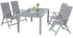 Gardenson Gartentischgruppe Taviano, Metall, Glas, Textil, Uni, rechteckig,