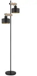 Globo Stehleuchte Rielly, Schwarz, Metall, Kunststoff, Holzwerkstoff,