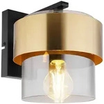 Globo Wandleuchte, Klar, Schwarz, Messing, Metall, Glas, 23.5x21x18 cm, CE, Lampen &