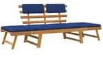 vidaXL Gartenbank, Blau, Holz, 4-Sitzer, Rechteckig, 190x74x68 cm, Gartenm&ouml;bel,