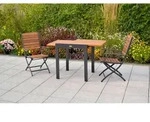 Gardenson Balkonset, Graphit, Natur, Holz, Metall, 3-teilig, Akazie, massiv, Tisch