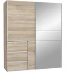 Carryhome Schwebet&uuml;renschrank, Sonoma Eiche, Glas, Holzwerkstoff, 3 F&auml;cher, 3