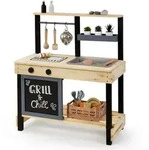 Muddy Buddy Matschk&uuml;che Grill u0026 Chill, Natur, Schwarz, Holz, Kunststoff,