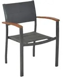 Gardenson Stapelsessel, Graphit, Grau, Natur, Holz, Akazie, massiv, 63x84x54.5 cm,