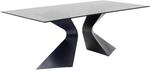 Kare-Design Esstisch, Schwarz, Metall, Glas, rechteckig, C-Form, eckig, 100x75x200
