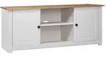 vidaXL Lowboard, Wei&szlig;, Holz, Kiefer, 2 F&auml;cher, Rechteckig, 120x50x40 cm,