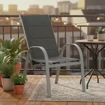 Gardenson Stapelsessel, Grau, Metall, 59x107x71 cm, stapelbar, Gartenm&ouml;bel,