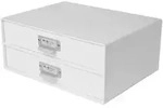 Schubladenbox, Wei&szlig;, Karton, 2 Schublade(n) Schubladen, 25.5x14.5x33 cm, Ordnen &