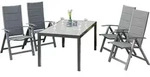 Gardenson Gartenset, Graphit, Dunkelgrau, Metall, Glas, Textil, 5-teilig, Stuhl