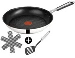 Tefal Bratpfanne, Silber, Schwarz, Metall, Rund, abnehmbarer Griff, Kochen, Pfannen,