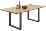 Livetastic Esstisch, Schwarz, Eiche, Holz, Metall, Eiche, massiv, rechteckig, U-Form,