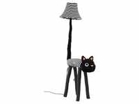Happy Lamps Led-Stehleuchte Luna die Katze, Schwarz, Weiß, Textil,