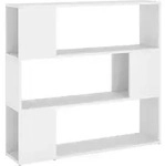 vidaXL B&uuml;cherregal, Wei&szlig;, Holz, Strukturbuche, 3 F&auml;cher, Rechteckig, 100x94x24 cm,