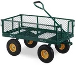 Relaxdays Handwagen, Dunkelgr&uuml;n, Metall, Kunststoff, 53.5x54x107 cm, Gartenzubeh&ouml;r,