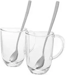 Leonardo Latte-Macchiato-Set Napoli, Klar, Edelstahl, Metall, Glas, 4-teilig, Kaffee