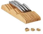 Relaxdays Messerblock, Hellbraun, Holz, 14.5x5x40 cm, Kochen, K&uuml;chenmesser,