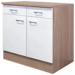 FlexWell K&uuml;chenunterschrank, Wei&szlig;, Sonoma Eiche, Holzwerkstoff, 1 F&auml;cher, 2
