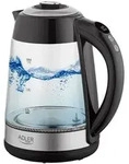 Adler Wasserkocher, Schwarz, Transparent, Silber, Kunststoff, 1.7 L, Rund, 22x24x16