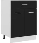 vidaXL K&uuml;chenunterschrank, Schwarz, Holz, Strukturbuche, 1 Schubladen,...
