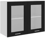 vidaXL H&auml;ngeglasschrank, Schwarz, Holz, 31x60x80 cm, K&uuml;chen, K&uuml;chenm&ouml;bel,