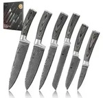 Wakoli Messerset, Grau, Holz, Metall, Nachbildung, Kochen, K&uuml;chenmesser, Messersets