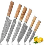 Zayiko Messer-Set, Birke, Holz, Metall, Echtholz, 1 cm, Kochen, K&uuml;chenmesser
