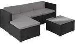 tectake Rattanlounge, Schwarz, Kunststoff, Organisch, Loungem&ouml;bel, Gartenlounge-Sets
