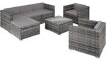 tectake Rattanlounge, Grau, Kunststoff, Organisch, Loungem&ouml;bel, Gartenlounge-Sets
