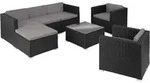 tectake Rattanlounge, Schwarz, Kunststoff, Organisch, Loungem&ouml;bel, Gartenlounge-Sets