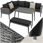 tectake Aluminium, Grau, Metall, Rechteckig, Loungem&ouml;bel, Gartenlounge-Sets