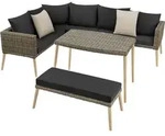 tectake Rattanlounge, Natur, Metall, Rechteckig, Loungem&ouml;bel, Gartenlounge-Sets