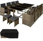 tectake Rattan, Natur, Dunkelgrau, Kunststoff, Rechteckig, Gartenm&ouml;bel,