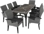 tectake Gartentisch, Grau, Kunststoff, Rechteckig, Gartenm&ouml;bel, Gartenm&ouml;bel-Sets
