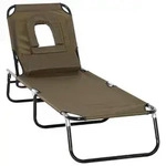 Outsunny Gartenliege, Braun, Metall, Textil, 56x28x190 cm, Gartenm&ouml;bel, Gartenliegen