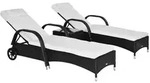Outsunny Gartenliege, Schwarz, Kunststoff, 73x103x200 cm, Gartenm&ouml;bel, Gartenliegen