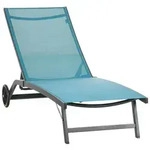 Outsunny Relaxliege, Blau, Kunststoff, 66x102x165 cm, Gartenm&ouml;bel, Gartenliegen