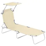 Outsunny Sonnenliege, Beige, Metall, Textil, 58x27x187 cm, Gartenm&ouml;bel, Gartenliegen