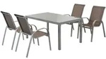 Gardenson Gartentischgruppe, Taupe, Silber, Metall, Textil, Uni, rechteckig,