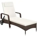 tectake Rattan-Sonnenliege,, Braun, Kunststoff, 70x33x200 cm, Gartenm&ouml;bel,