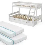 VitaliSpa Etagenbett, Wei&szlig;, Holz, 2 Schubladen, Rechteckig, 120x200 cm, Kinder- &