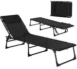 Outsunny Gartenliege, Schwarz, Metall, 58x30x189 cm, Gartenm&ouml;bel, Gartenliegen