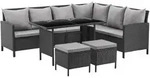 Svita Rattan-Lounge, Schwarz, Kunststoff, 2, 7-Sitzer, Rechteckig,rechteckig,