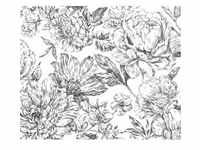 Komar Vliestapete, Schwarz, Weiß, Floral, 300x250 cm, Fsc, Tapeten Shop,