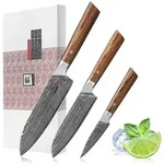 Zayiko 3Er, Braun, Holz, Metall, Nachbildung, Kochen, K&uuml;chenmesser, Messersets
