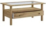 Mid.you Couchtisch Lingis, Honigeiche, Glas, Holzwerkstoff, 1 Schublade(n)