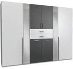 Carryhome Kleiderschrank, Graphit, Wei&szlig;, Glas, Holzwerkstoff, 4 F&auml;cher, 2