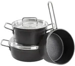 Fissler Kochtopfset Adamant, Schwarz, Metall, 3-teilig, 20 cm,18 cm,