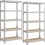 Schwerlastregalset, Wei&szlig;, Hellbraun, Holzwerkstoff, 90x180x40 cm, Freizeit,